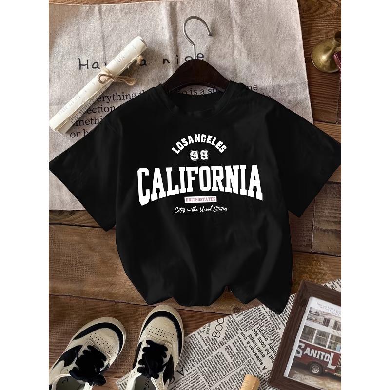 

European Size Childrens Round Neck Short Sleeved T Shirt with Unique English Print 98cm чёрный
