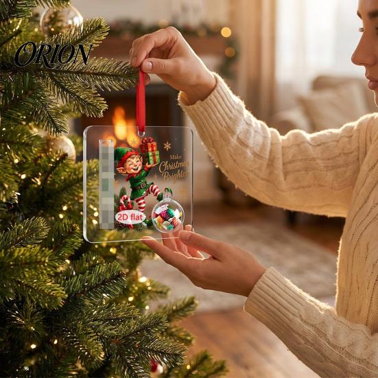 Holiday Tree Hanging Accessory Christmas Cash Gift Ornament, 2D Acrylic Money Holder Ornament with Clear Ball, Indoor Home Decor Decoration