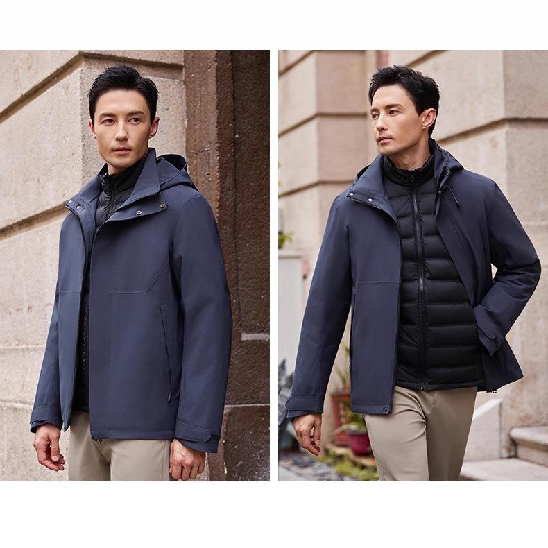 Stone Style Waterproof Shell Jacket with Down Layer and Custom Logo Print