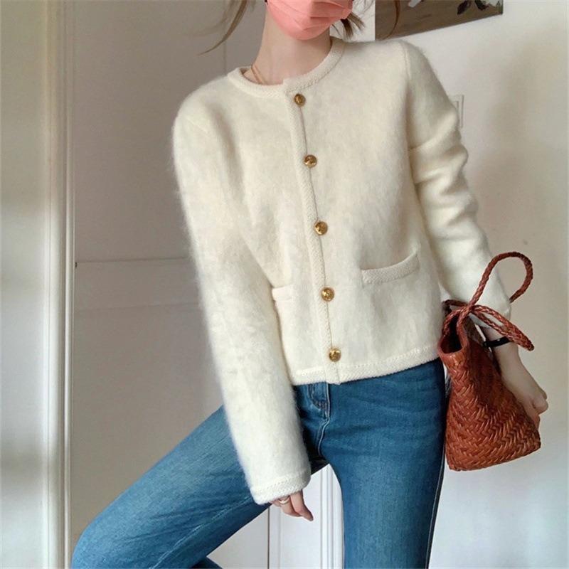 Temperament Mohair Sweater Jacket Women's Early Autumn New Knitted Cardigan High-end Outer Top