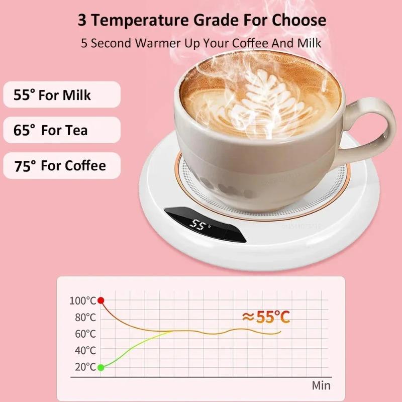 Intelligent three-level adjustment with 55°constant temperature heating coaster,evenly heated,use for office,apartment,camping