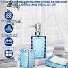 4Pcs Bathroom Accessories Sets Lotion Dispenser Pump Bottle Toothbrush Holder Mouthwash Cup Soap Dish Clear Diamond Pattern