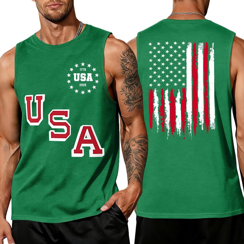 Men 4th Of Shirts USA Muscle Sleeveless Shirt Patriotic Tank Tops