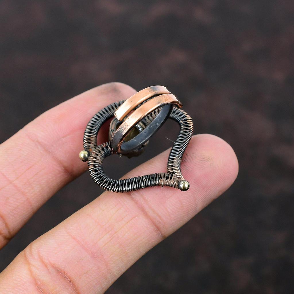 Golden Rutile Ring Copper Wire Wrapped Ring Adjustable Ring Handmade Jewelry Ring For Him Gemstone Rings Copper Wire Jewelry Engagement Gift
