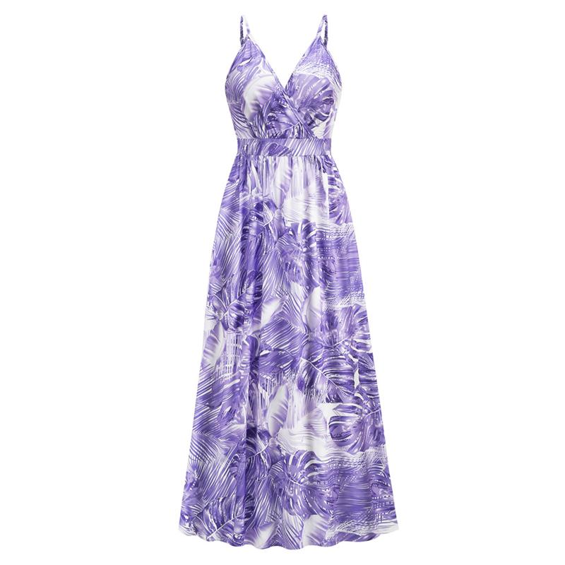 

Женское летнее длинное платье с цветочным принтом в стиле бохо, праздничный пляжный сарафан, женское сексуальное платье-комбинация с V-образным вырезом A-S