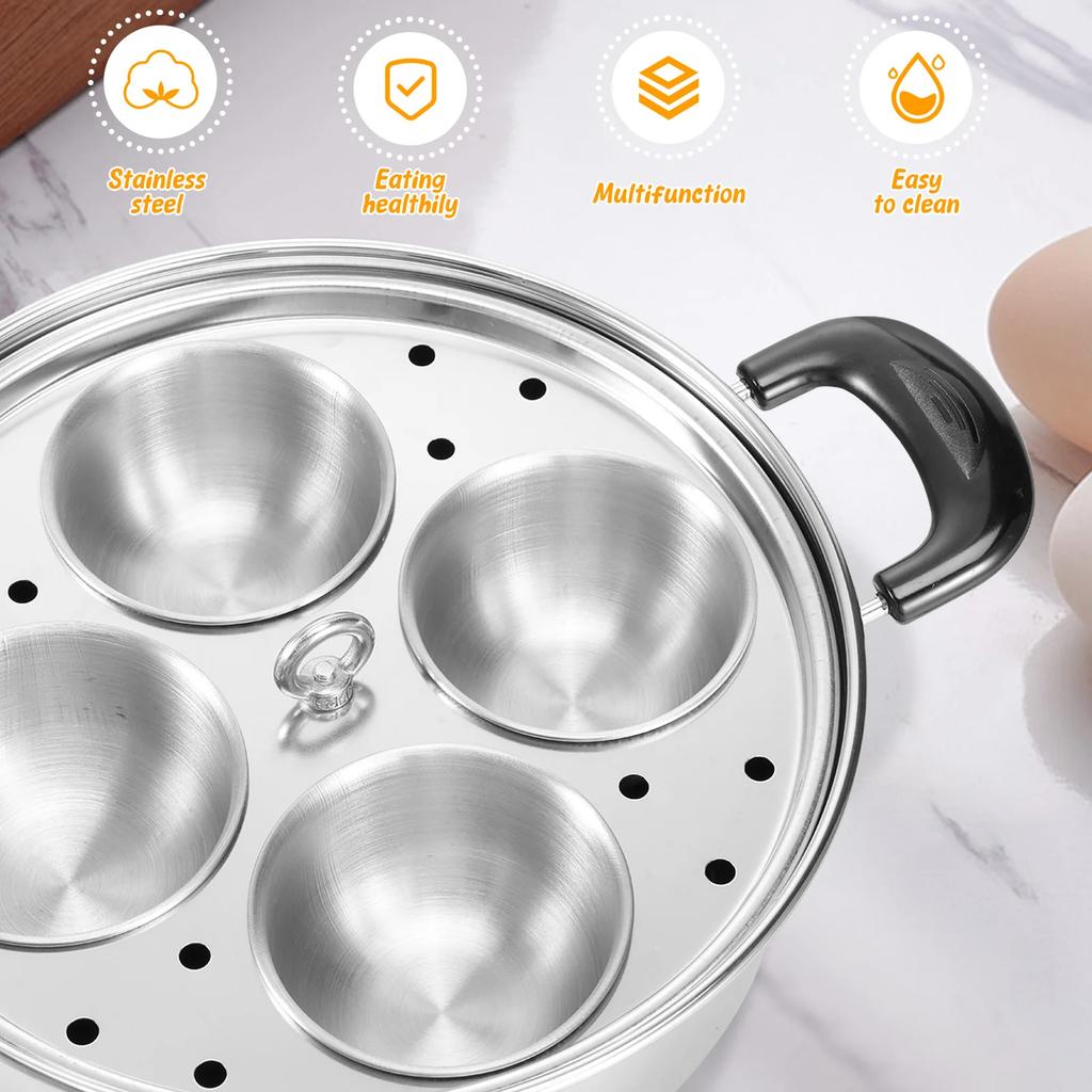 Fierbător de Ouă din Oțel Inoxidabil Poșetoare de Ouă Instrument de Gătit Ouă Aburitor de Ouă Formă Bucătărie Formă de Gătit Tigaie pentru Poșat Ouă cu 4 Cupe