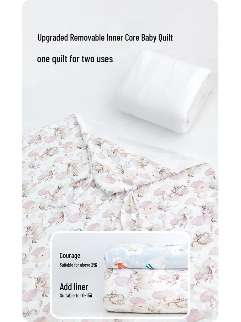 Large Cotton Swaddling Blanket for Baby & Newborn, Removable Liner, Dual-Use for Autumn/Winter, Washable, for Children.