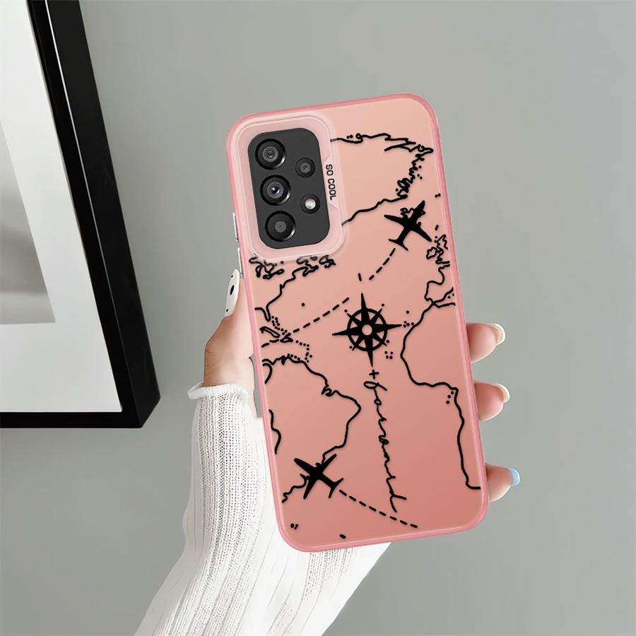 Phone Cover Case for Samsung Galaxy A54 A23 A71 A13 A32 A36 A17 A52 A16 A34 A25 A73 A72 A12 A14 A56 Airplane Route
