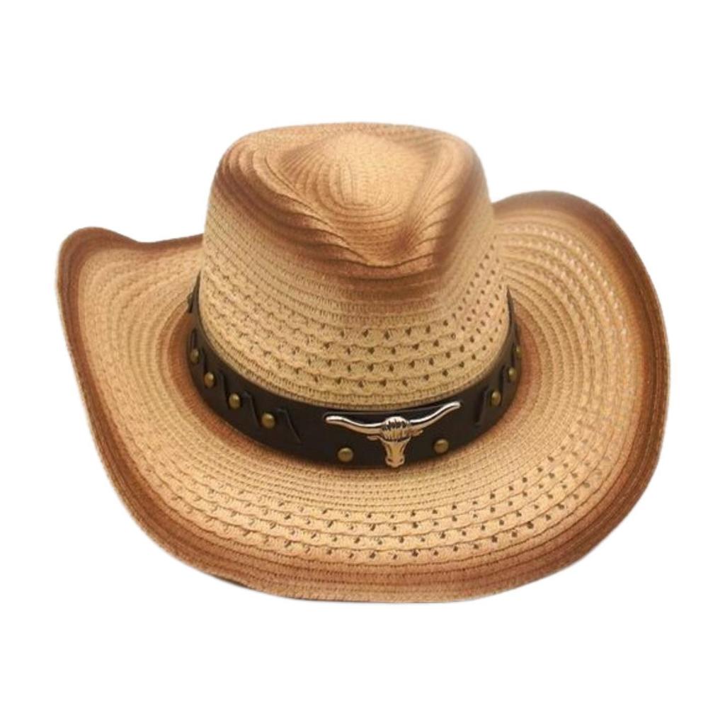Western Cowboy Straw Hat Men And Women Ethnic Spring And Summer Travel Windproof Sunscreen Straw Hat