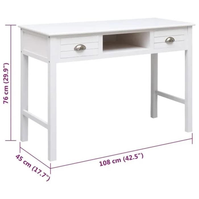 338535 vidaXL Buffet Blanc 108x45x76 cm Bois de Paulownia massif