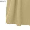 ZANZEA Women Casual V-Neck Loose Long Sleeve Solid Color Dress