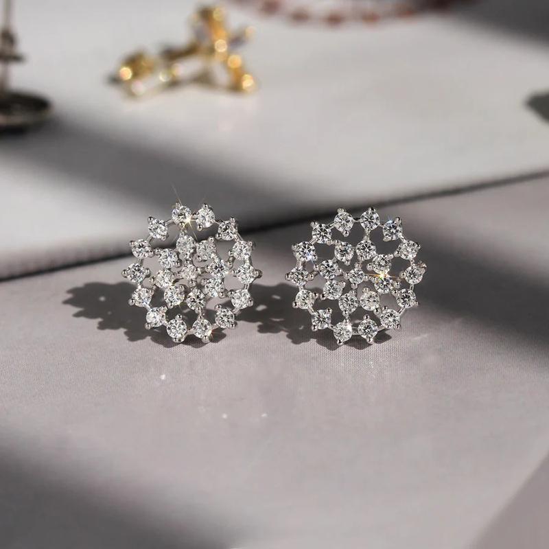 Xiaomi Huitan Simple Versatile Women Minialist Stud Earrings for Daily Party Trendy Hollow Design Accessories Full Shiny CZ Jewelry