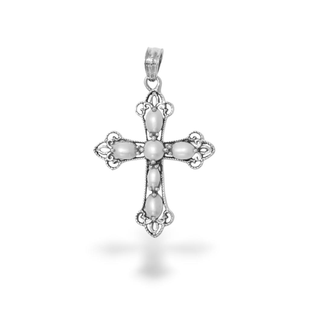 Blue Topaz Cross Pendant, 925 Sterling Silver Gemstone