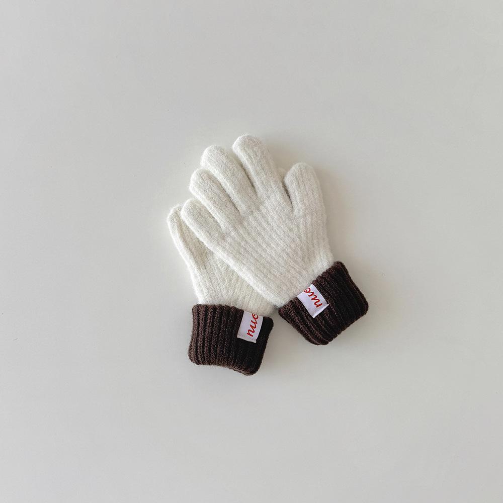 Weiche Farbblock Kinderhandschuhe Koreanischer Stil Touchscreen Fäustlinge Trendige Unisex Fingerlose Handschuhe für Winter Warme Dehnbare Handschuhe