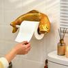 Golden Carp Toilet Paper Holder Wall-Mounted Toilet Roll Holder Decorative Fish Design Paper Towel Dispenser for Bathroom Kitchen Decor