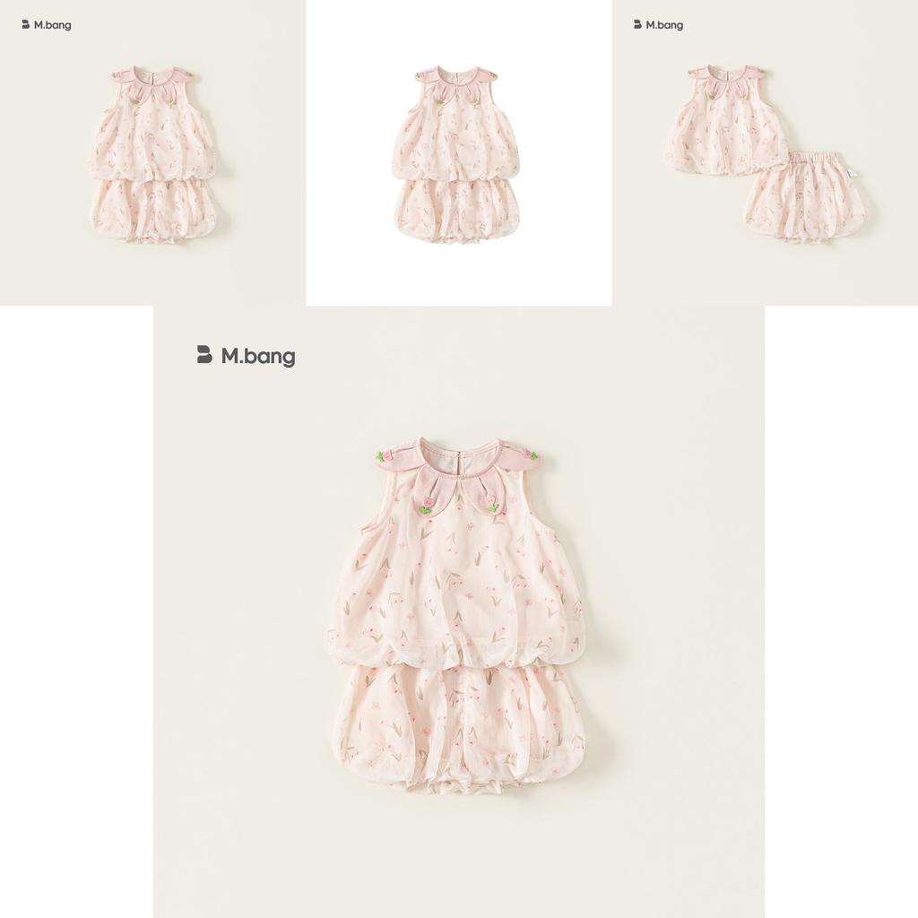 Girl Summer Flower Pattern Sleeveless Shorts Set For Kids 3 To 8 Years