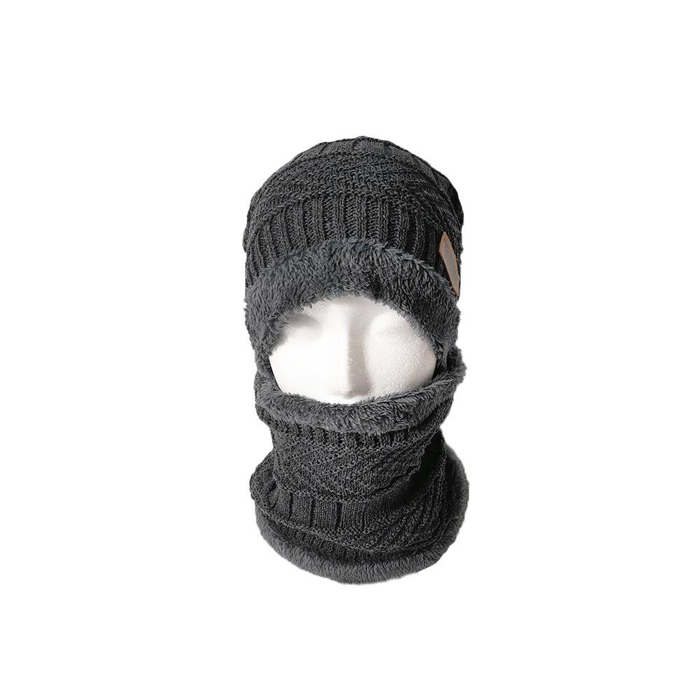 Autumn and winter wool hat, two-piece set for men and women, piled and thickened cycling, windproof, cold-proof and warm, knitted labeling scarf hat