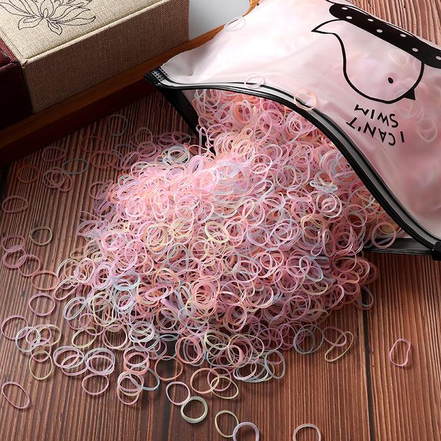1000/2000Pcs Girls Colourful Small Rubber Band Ponytail Holder Gum Scrunchie Elastic Hair Bands Kids Cute Hair Accessories