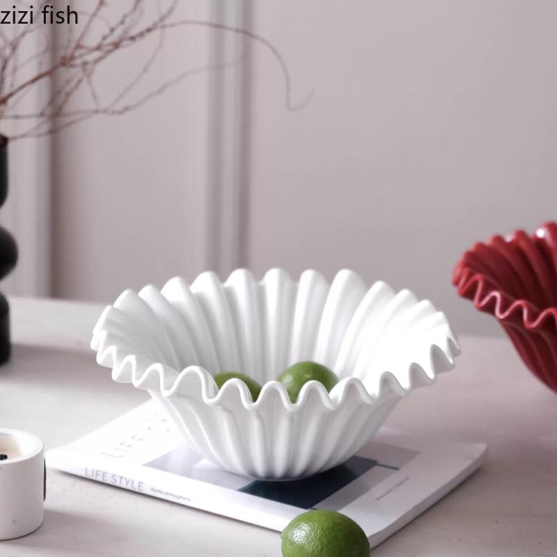 Irregular Ceramic Fruit Plate Desktop Storage Tray Snack Bowl Ornament Salad Bowl Soup Plate Dessert Plates Dried Fruit Platter