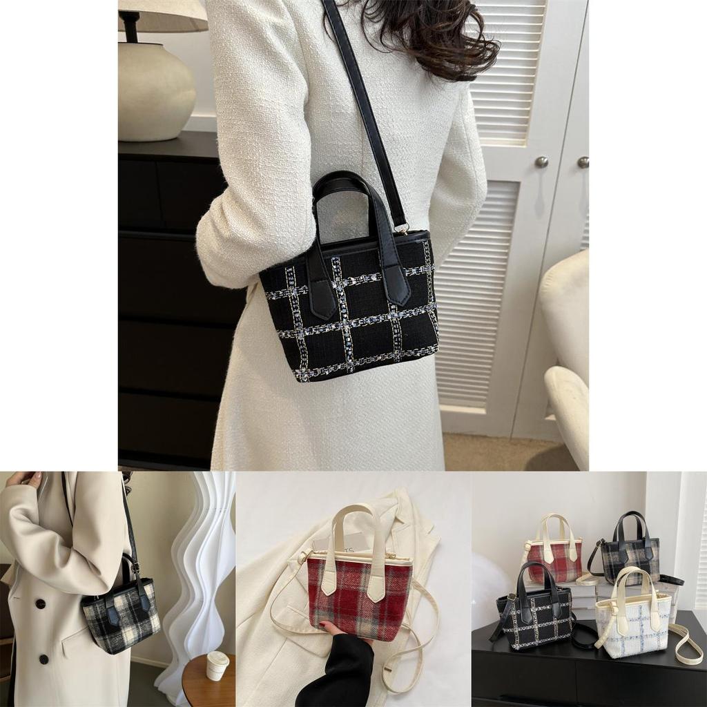2024 New Fashion Grid Large Capacity Handbag Stylish Casual Tote Bag
