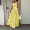 Sleeveless Strapless Tube Dress Women's Casual Fashion Slim Fit Elegant Long Maxi Dress with Pleated Skirt Design for Summer