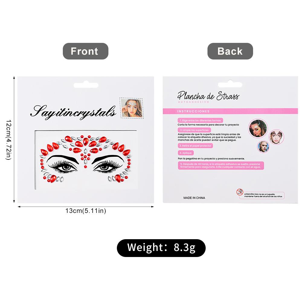 3D Strass Gezichtstattoo Stickers Voor Festival Glitter Make-up Sieraden Sticker Op Gezicht Kristallen Edelstenen Juwelen Diamanten Decoratie