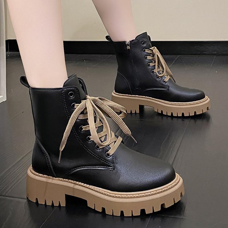 New 2024 Women's Fashion Chelsea Boots Autumn/Winter Plush Boots British Style Soft Leather Short Boots New Brand Designer Boots