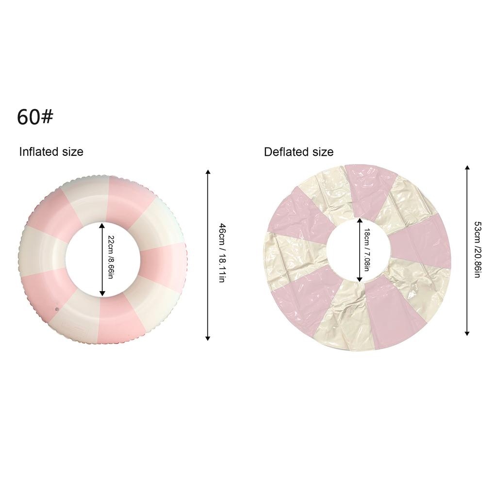 1pc Striped Double Air Bag Swimming Ring With Handle Thickened PVC Inflatable Swim Circle Beach Pool Water Floating Ring