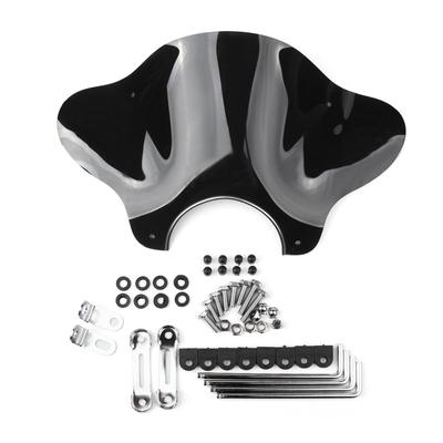 Windshield Windscreen with Mounting Kit For Universal Motorcycle Cruiser, Smoke