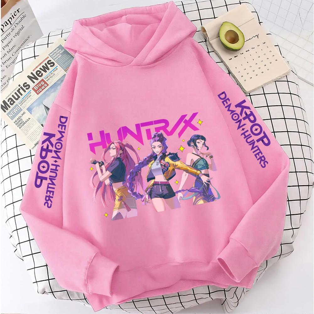 Korean Popular Demon Hunter Children's Hoodie Casual Girl Clothing Autumn and Winter Cute Cartoon Warm Children's Clothing