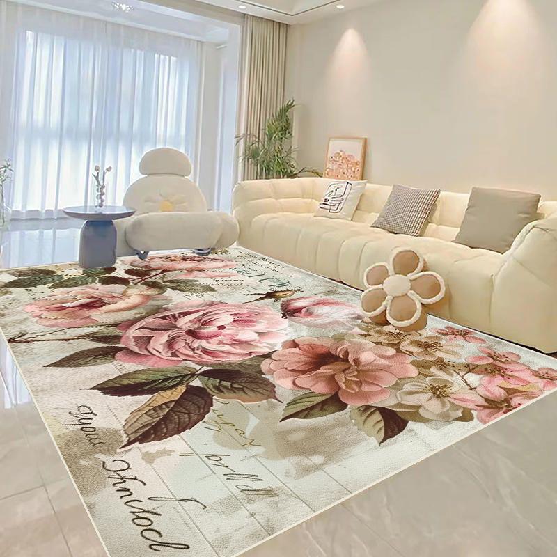 Living Room Decoration Flower Carpets Modern Home Light Luxury Rug Parlour Sofa Side Soft Floor Mat Bedroom Bedside Large Carpet
