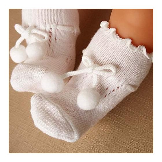 [nagasawako] Newborn Socks with Laces That Stay In Place, 8 Cm, 2 Pairs of Baby Socks, Made In Japan