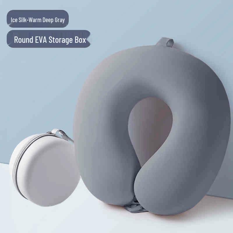 Ice Silk Memory Foam U-Shaped Neck Pillow: Customizable, Slow Rebound, Portable Headrest for Office Naps and Travel