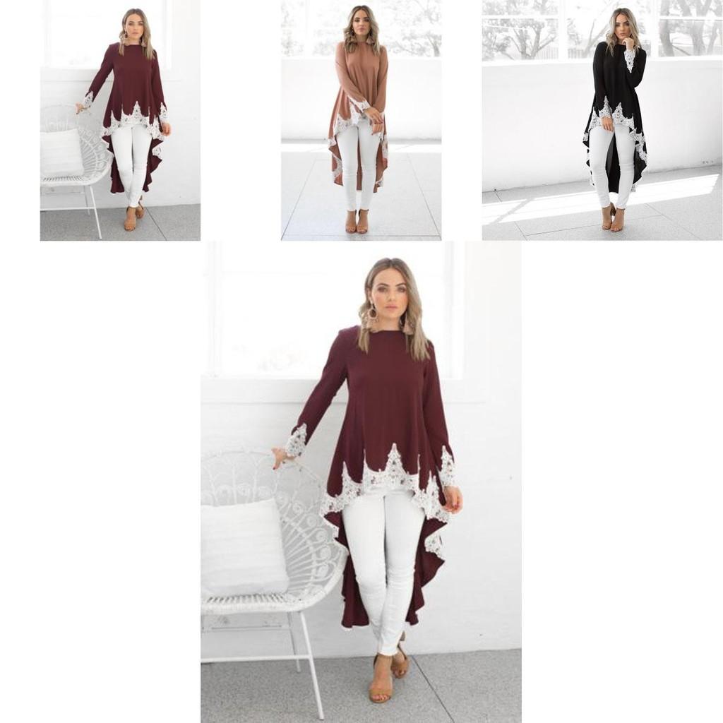 Womens Long Sleeve Lace Ruffles Asymmetrical Casual Tops Shirt Blouse Mini Dress Perfect For Every Occasion And Season