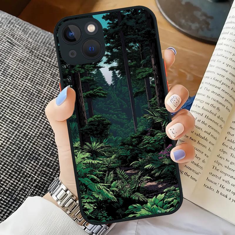 Anime Landscape Scenes Black Phone Case For iPhone 16 15 11 12 14 13 Pro Max Mini X XSMax XR 7 8 Plus SE4 16e Silica Cover Funda