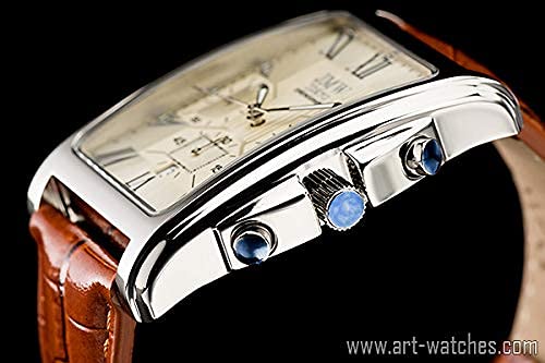 JMW TOKYO Herrenuhr quadratisch in Weißsilber & Braun. Limitierte Auflage Seiko Quarzwerk mit Echtlederarmband. Einfach und beliebt für Unternehmen