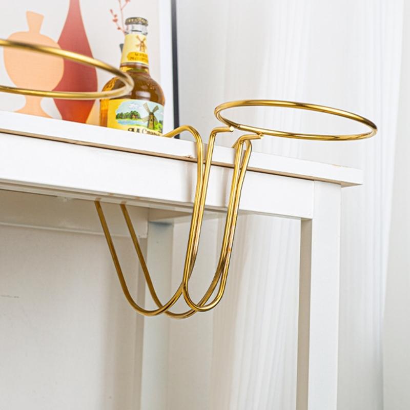 Ice Bucket Stand for Bar Counter Use in Steel Wire with Side Mount Support for Dining Table Drink Service Zone