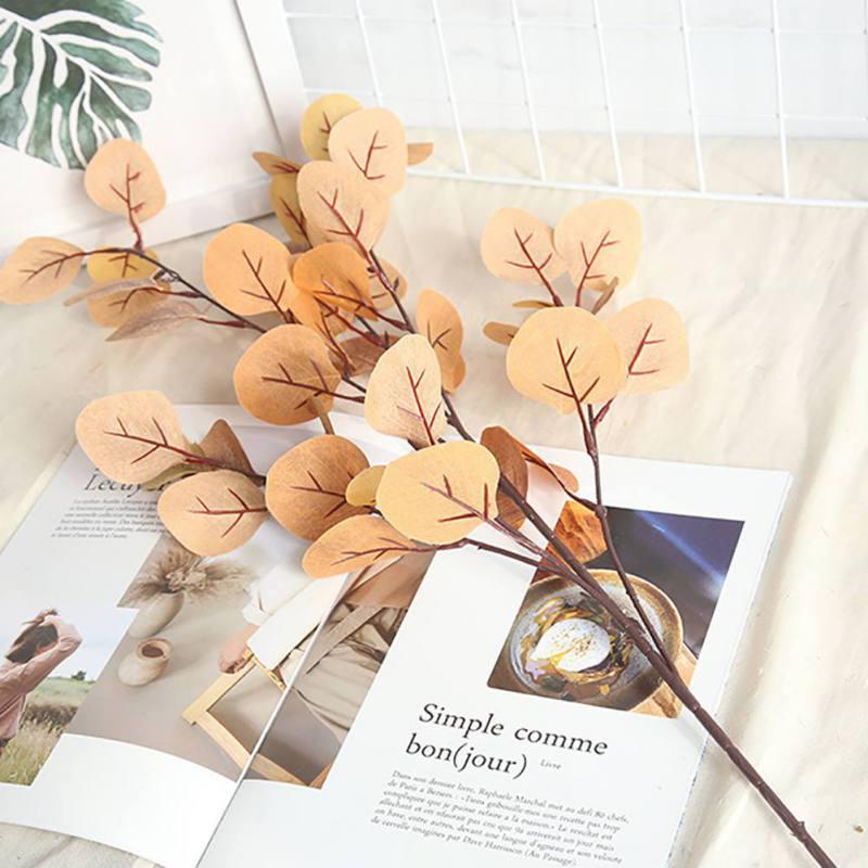 Sztuczne liście eukaliptusa 6 gałęzi sztuczne rośliny zieleni łodygi do domu ogród dekoracje ślubne kompozycja kwiatowa dostaw