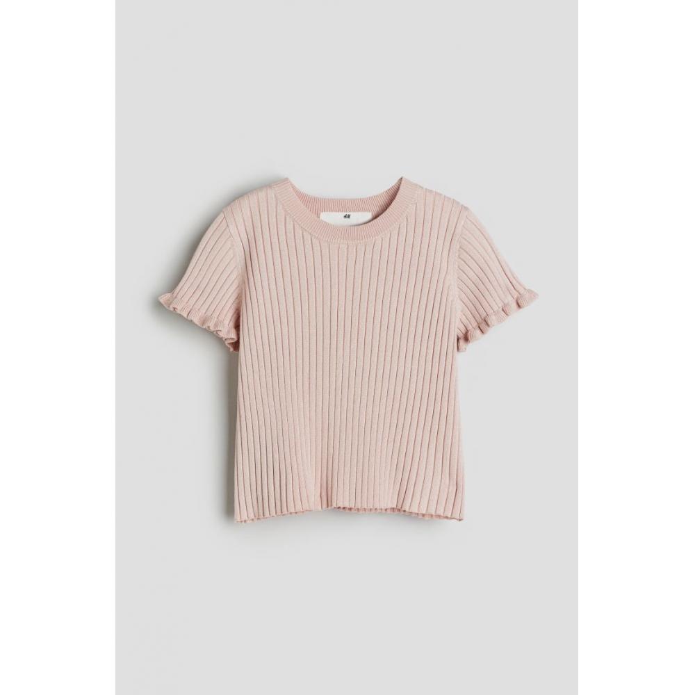 

Трикотажный топ в рубчик HM пыльно-розового цвета