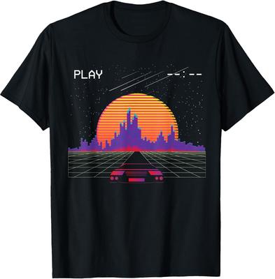 Retro Synthwave Sunset Fast Car Aesthetic T-Shirt