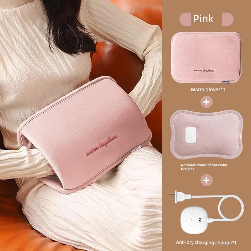 Anti-Dry Burning Rechargeable Hot Water Bottle with Velvet Surface, Warm Hand Warmer, Warm Belly Warmer, Bed Heating Pad, Hand Warmer for Students