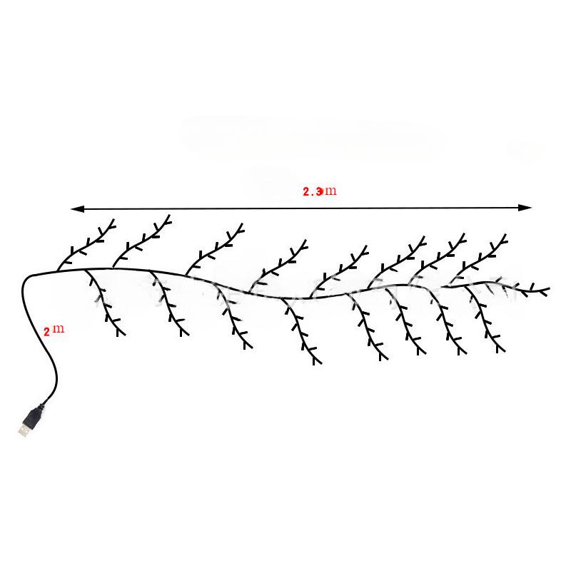 2.3m, 144LED, Remote Control + 8 Function Models,  Living Room Rattan Light Wholesale Bedroom Wall Sticker Atmosphere Room Bedroom Colorful Lights