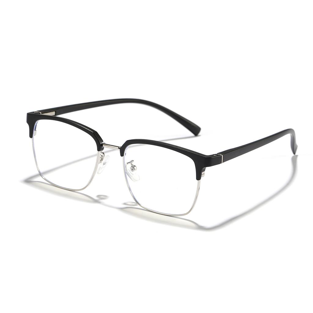 Simple square frame business style anti-blue light glasses Male and female metal students myopia glasses