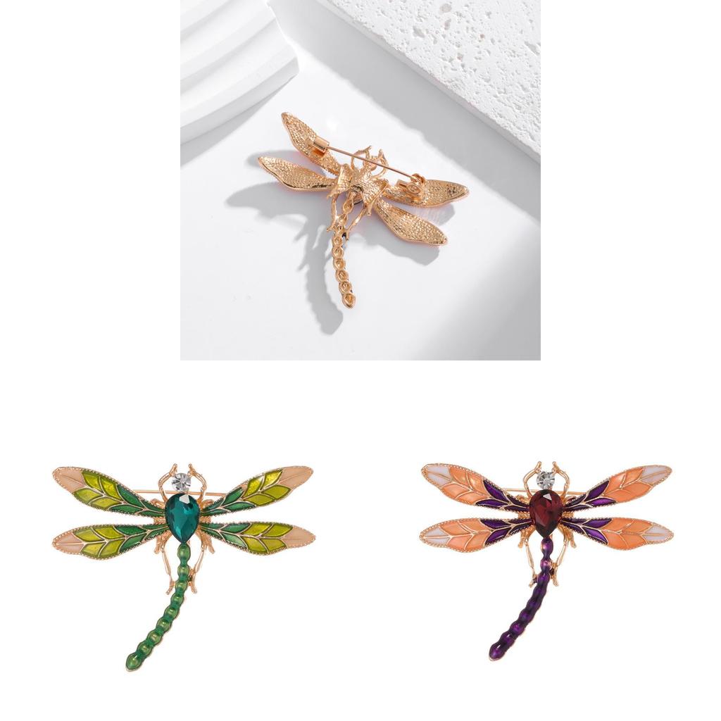 Animal Alloy Brooch With Electroplated Dragonfly Design For Women And Men