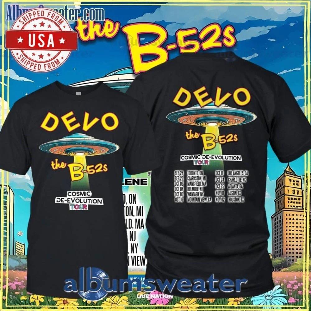 Devo The B-52s Cosmic De-evolution Tour 2025 100% Cotton T-shirt Mens Tees Top Reprint S-4XL S