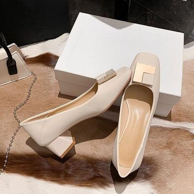 Fashion High Heels Women Party Shoes Elegant Office Lady Shoes Brand Women Middle Square Heel 4cm