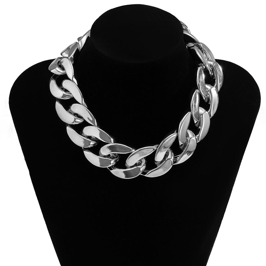 High Quality Exaggerated Acrylic Big Chain Necklaces Women Statement Hip Hop Twisted Chunky Thick CCB Link Choker Gothic Jewelry
