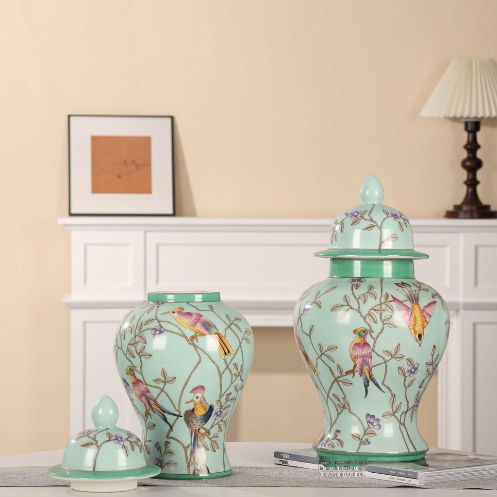 Vaso Moderno in Ceramica di Porcellana Blu e Bianca per Composizioni Floreali - Ornamento per la Decorazione della Casa per Soggiorno o Mobile TV