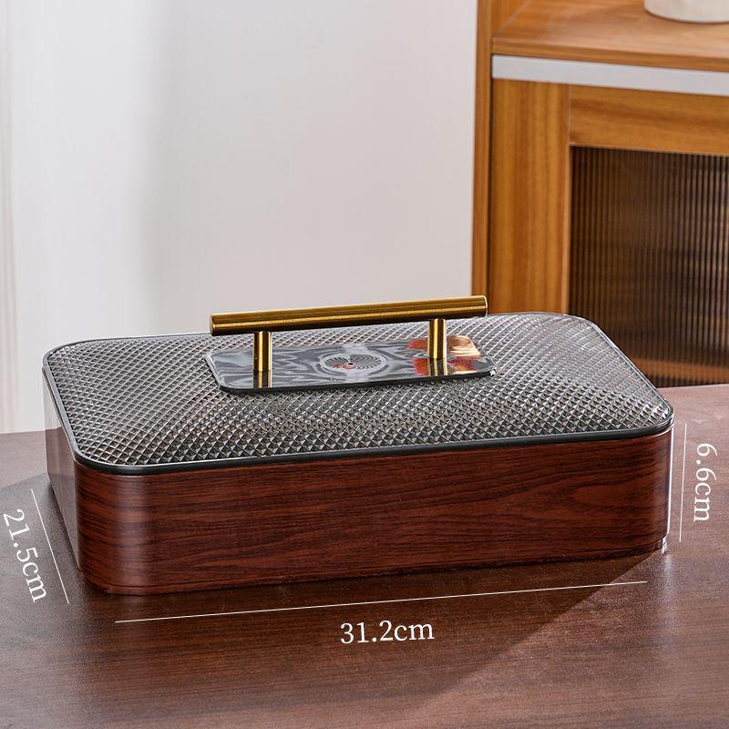 Wood Grain Multi-Grid Dried Fruit Candy Box - Thickened, Sealed, Moisture-Proof, Double-Layer Storage Plate