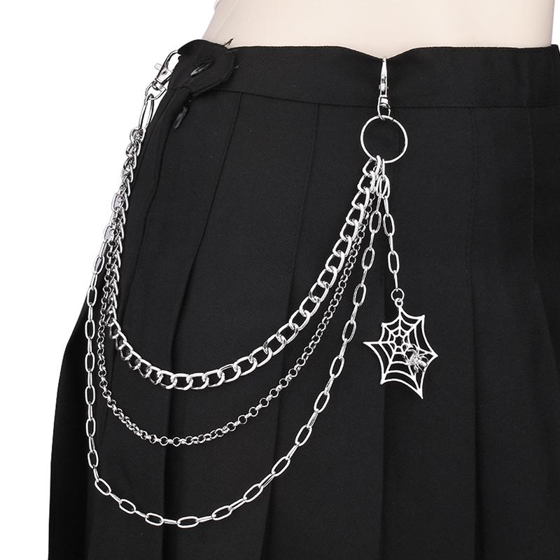 Punk Metal Pants Chain Hip Hop Waist Chain Spider Web Pendant Jeans Chain For Men Women Accessories Gifts